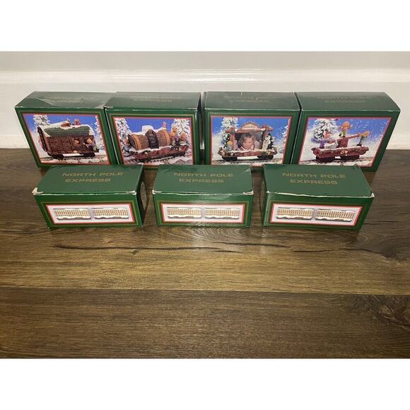 World Bazaar North Pole Express Ceramic Train Set 7 Piece Christmas '94 -'95 VTG - Picture 1 of 16